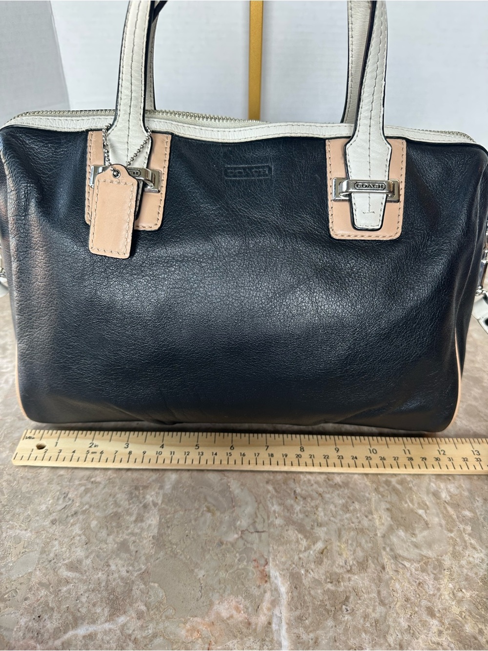 COACH Taylor Spectator Black Leather Satchel Crossbody Bag Chic Classic F27027 - Picture 11 of 13